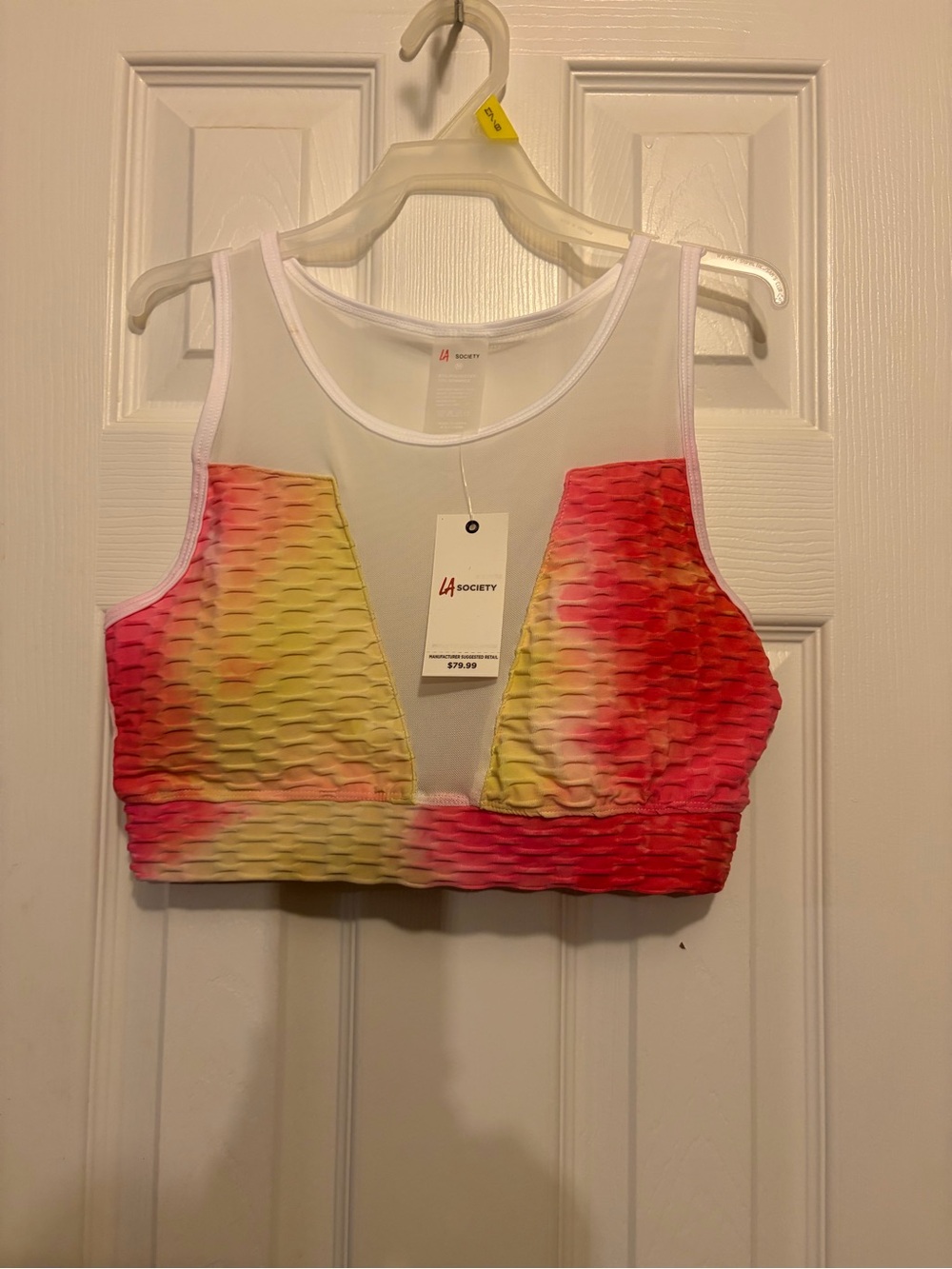 NWT🏷️Woman’s👩🏻LA Society V-Neck Mesh Textured Sports Bra Sz M